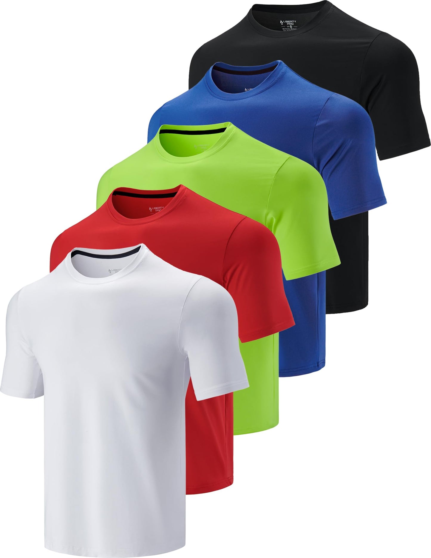5-Pack Men's Quick Dry Athletic Crew Neck Workout T-Shirts