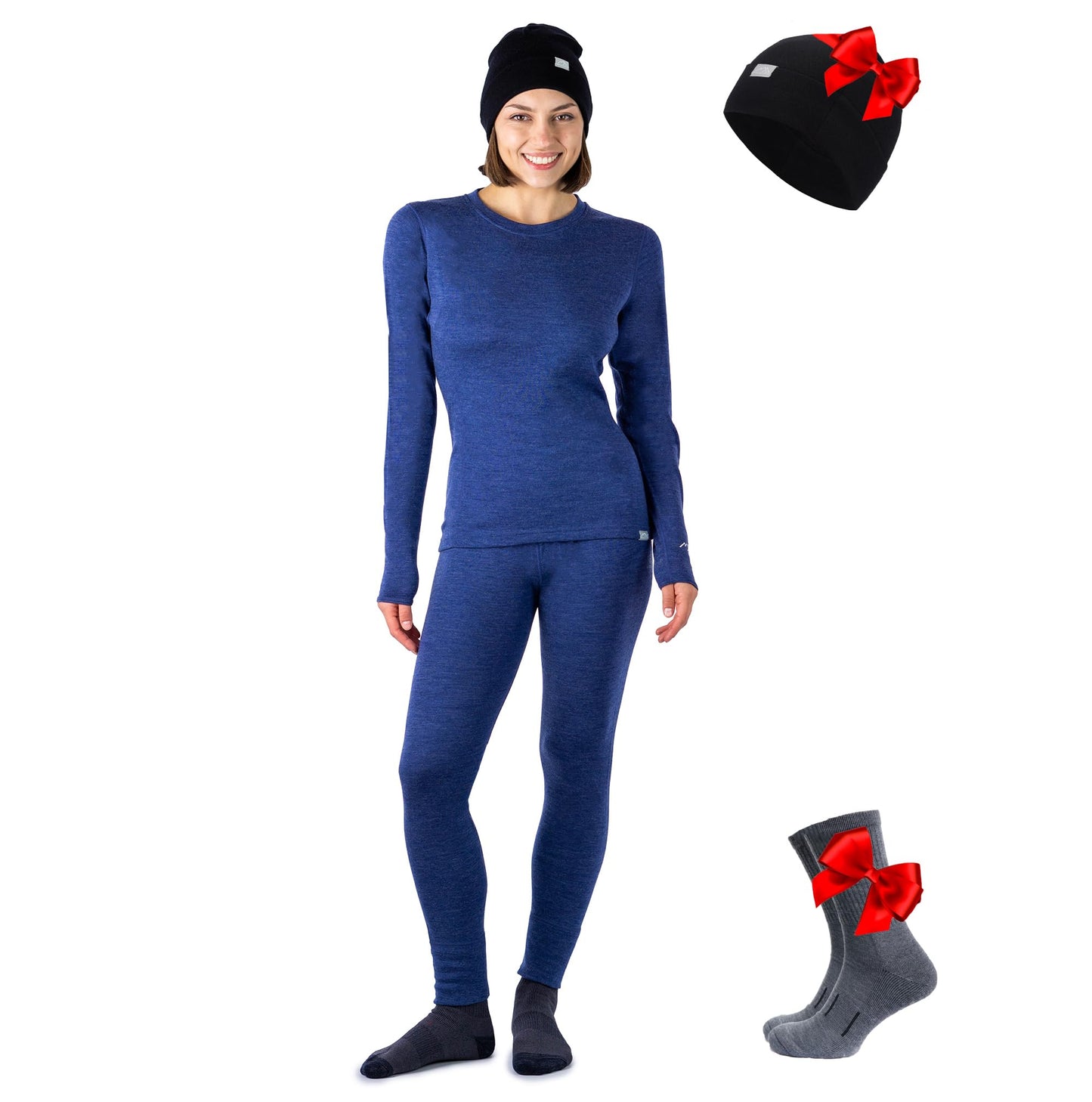 Women's Merino Wool Base Layer Thermal Set Top and Bottom