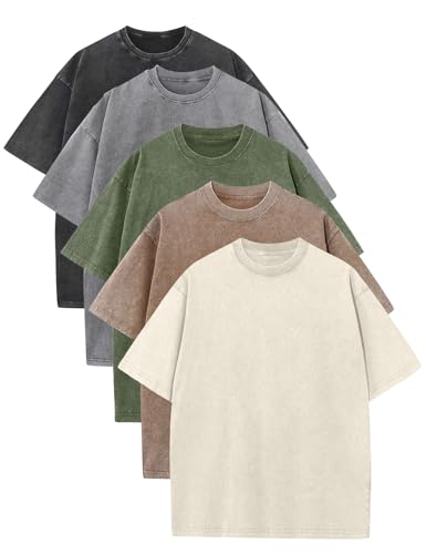 Men's Oversized Acid Wash Heavyweight Cotton T-Shirt