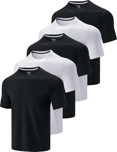 5-Pack Men's Quick Dry Athletic Crew Neck Workout T-Shirts