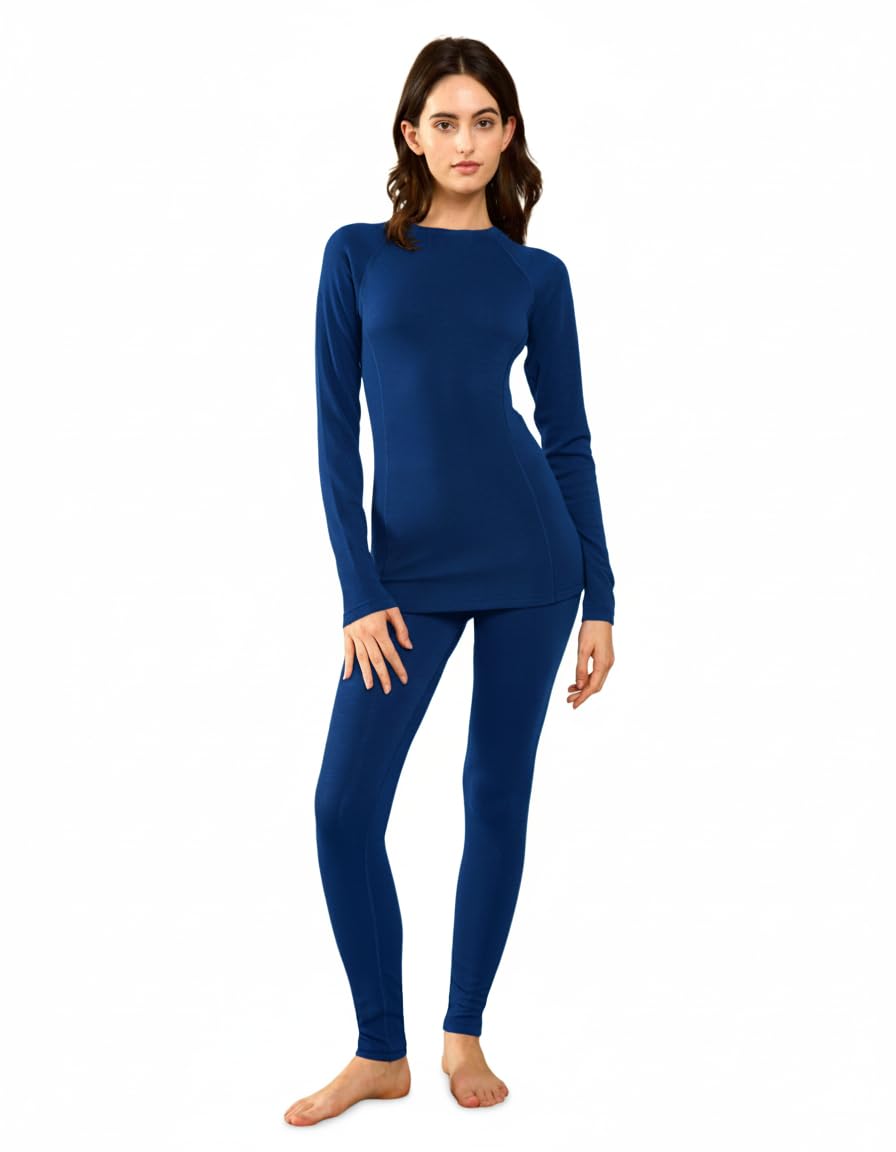 Women's Merino Wool Thermal Base Layer Set Top and Bottom