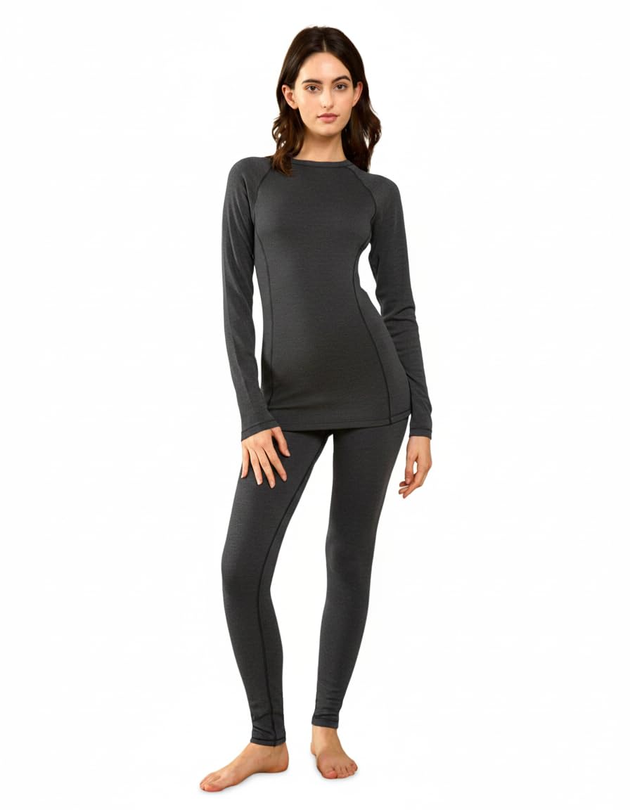 Women's Merino Wool Thermal Base Layer Set Top and Bottom