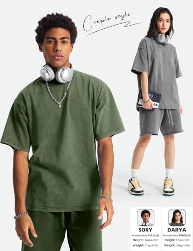Men's Oversized Acid Wash Heavyweight Cotton T-Shirt