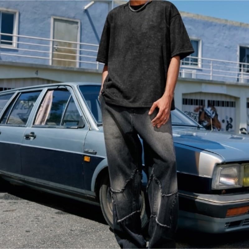 Washed Loose Fit Short Sleeve Street T-Shirt Men