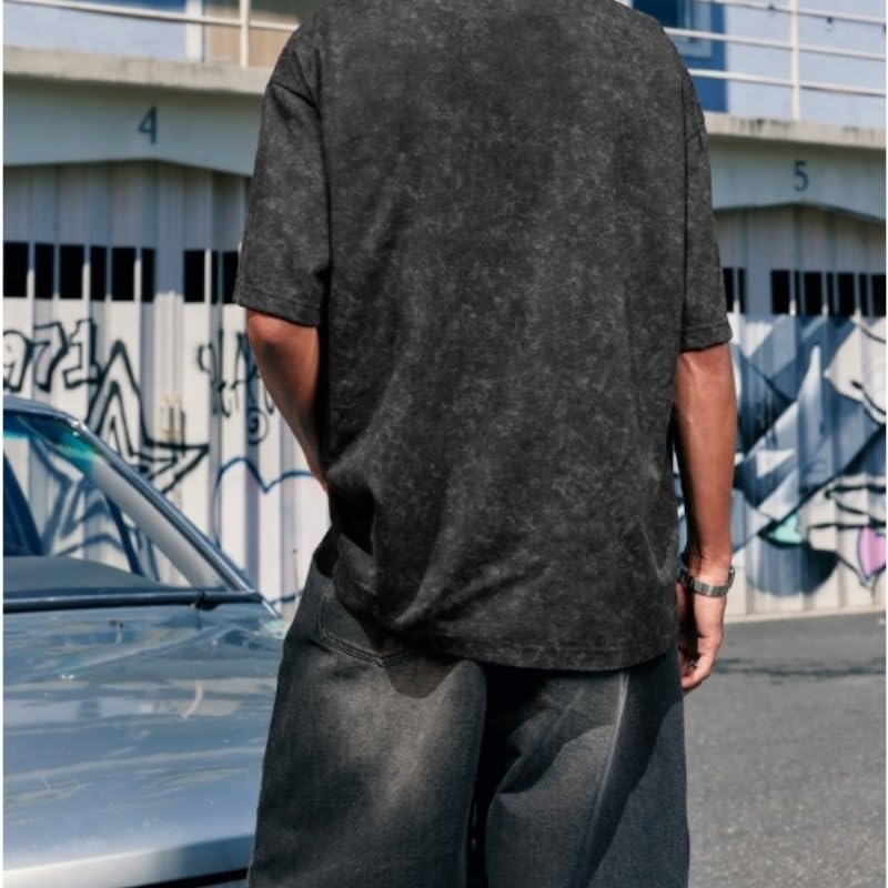Washed Loose Fit Short Sleeve Street T-Shirt Men