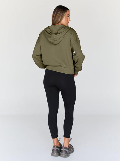 Women's Cropped Zip Up Lightweight Hoodie Athletic Jacket