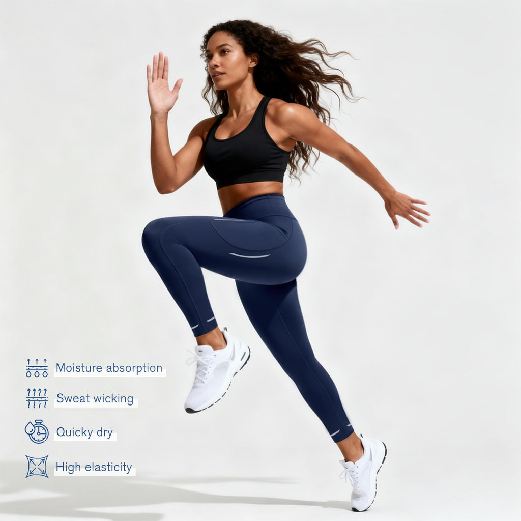 Women's High Waisted Yoga Leggings 6 Pockets Gym Compression Pants