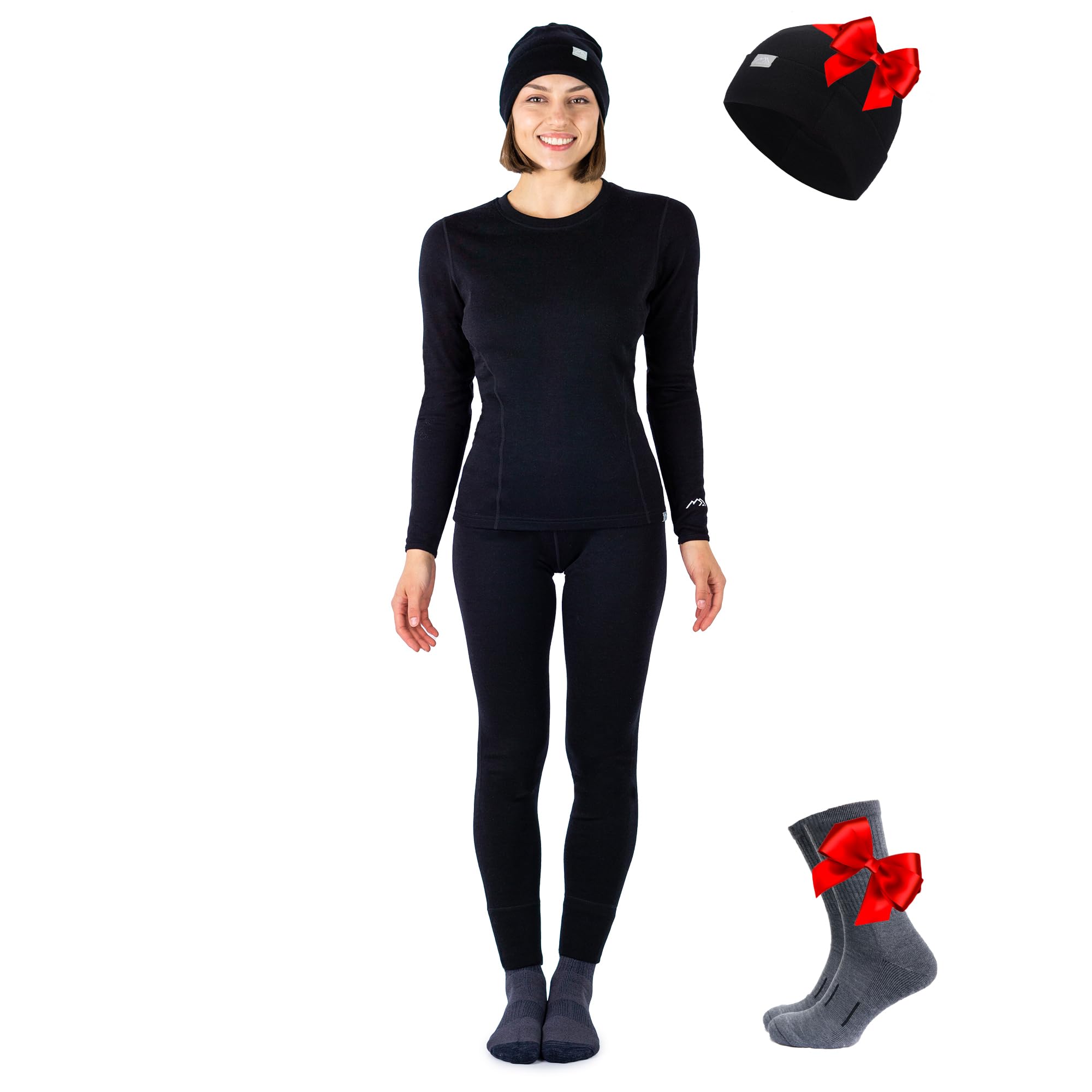 Women's Merino Wool Base Layer Thermal Set Top and Bottom