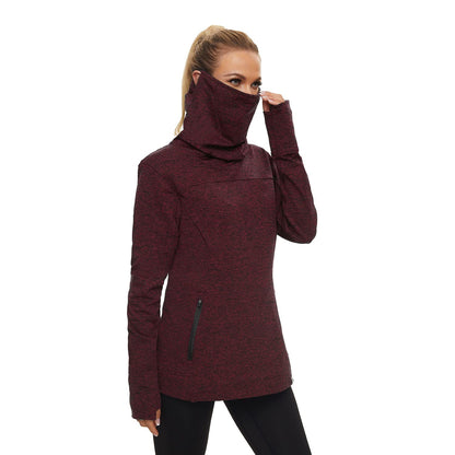 Women's Fleece Cowl Neck Running Pullover Sweatshirt