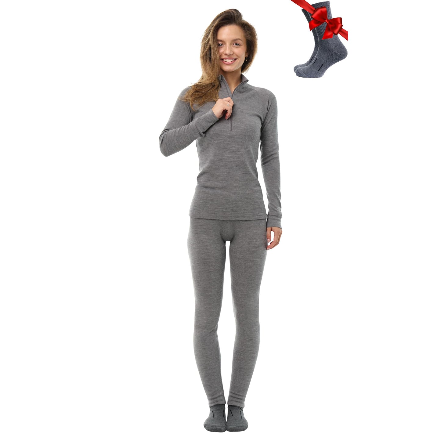 Women's Merino Wool Base Layer Thermal Set Top and Bottom