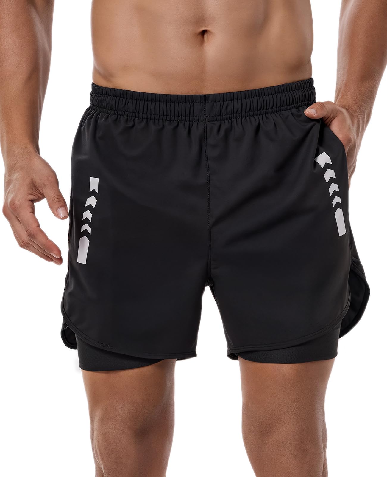 2-in-1 Running Shorts with Liner Zipper Pockets