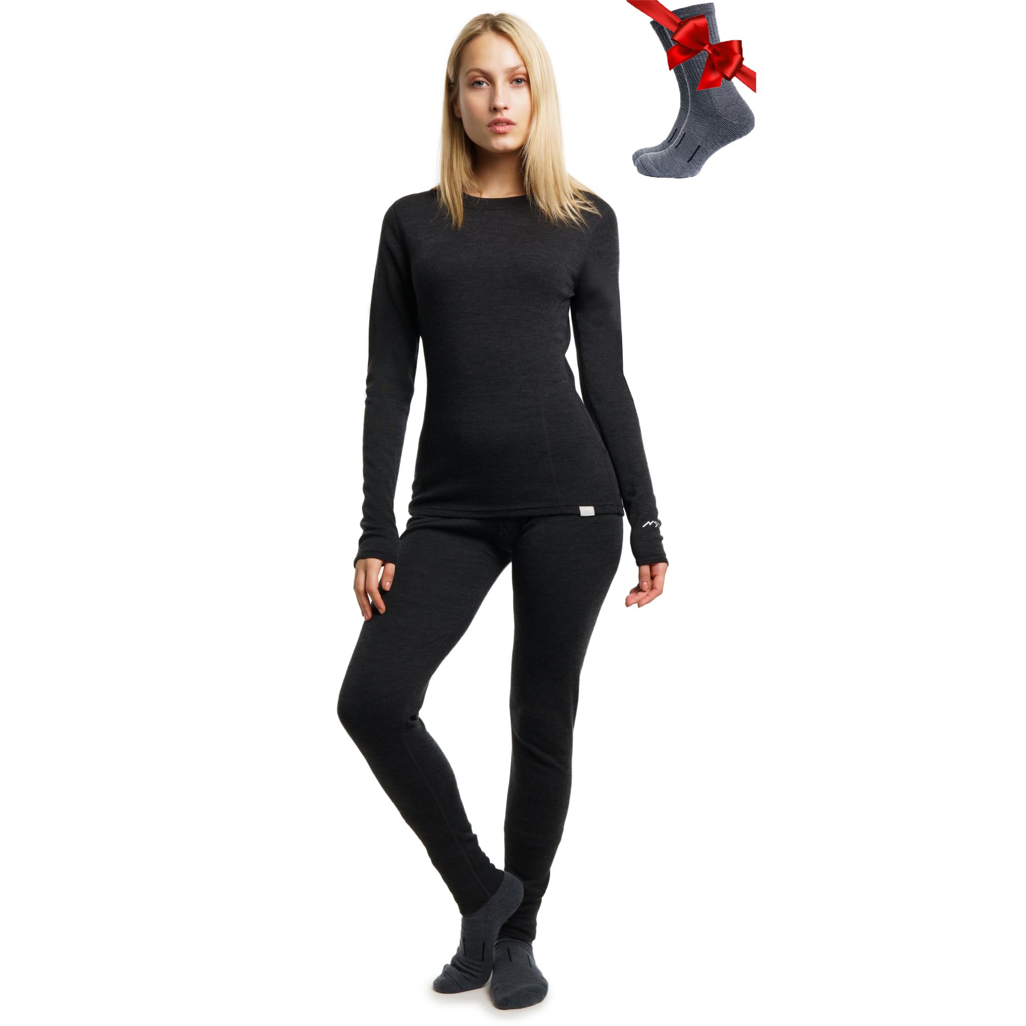 Women's Merino Wool Base Layer Thermal Set Top and Bottom