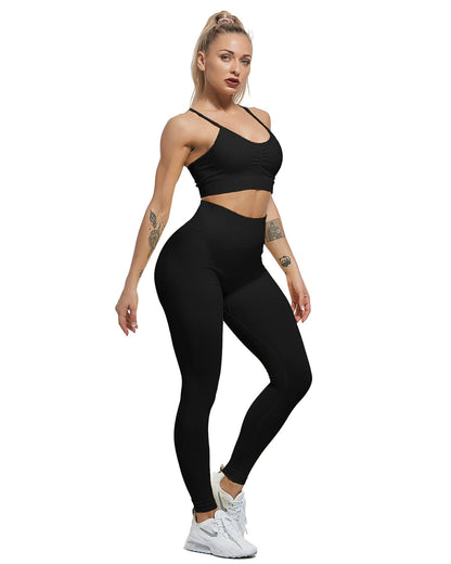 Women's Seamless Workout Leggings Set Butt Lifting 3-Piece