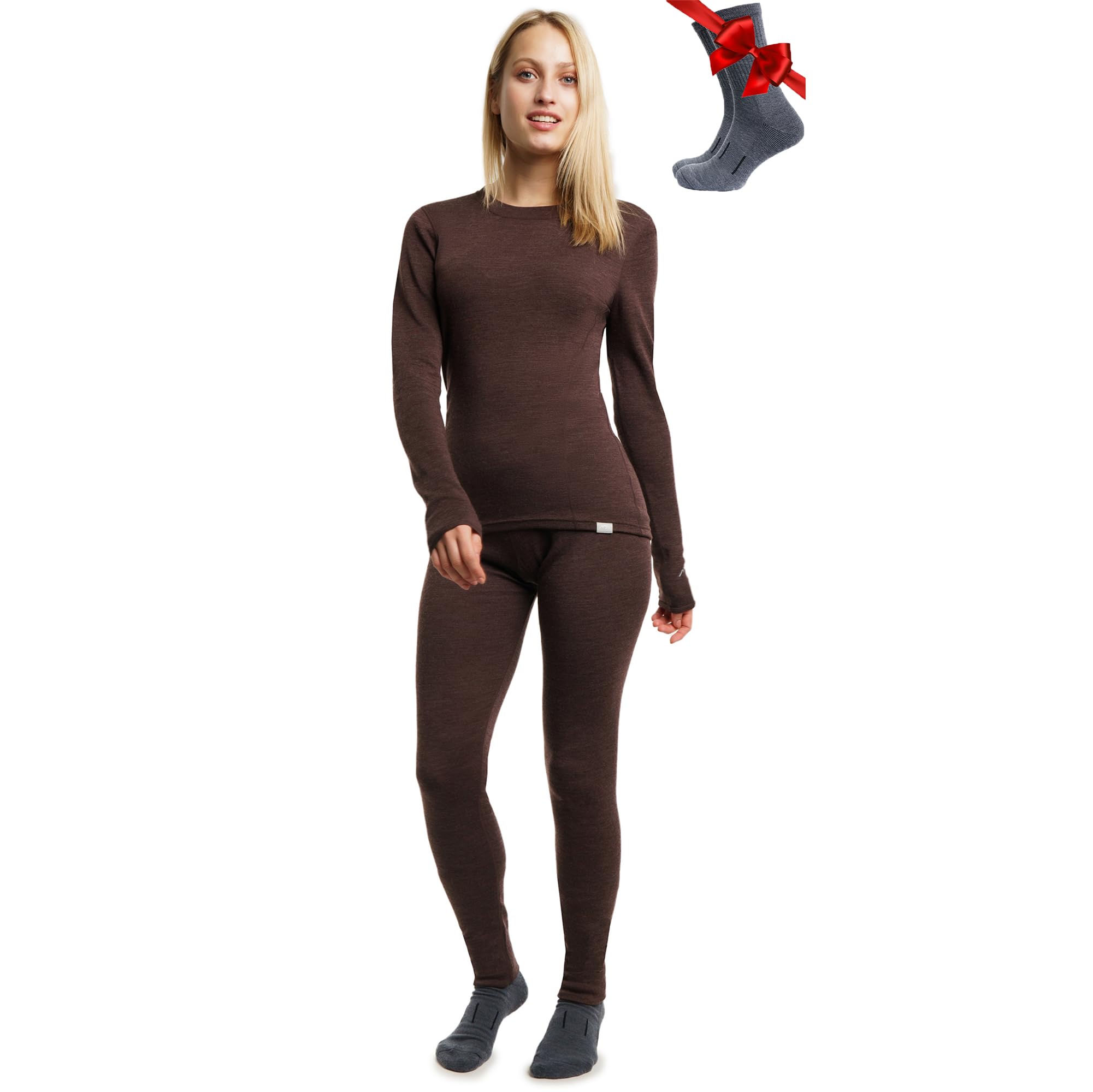 Women's Merino Wool Base Layer Thermal Set Top and Bottom