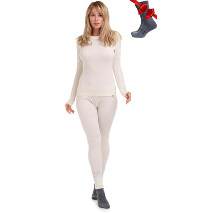 Women's Merino Wool Base Layer Thermal Set Top and Bottom