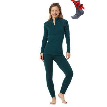 Women's Merino Wool Base Layer Thermal Set Top and Bottom
