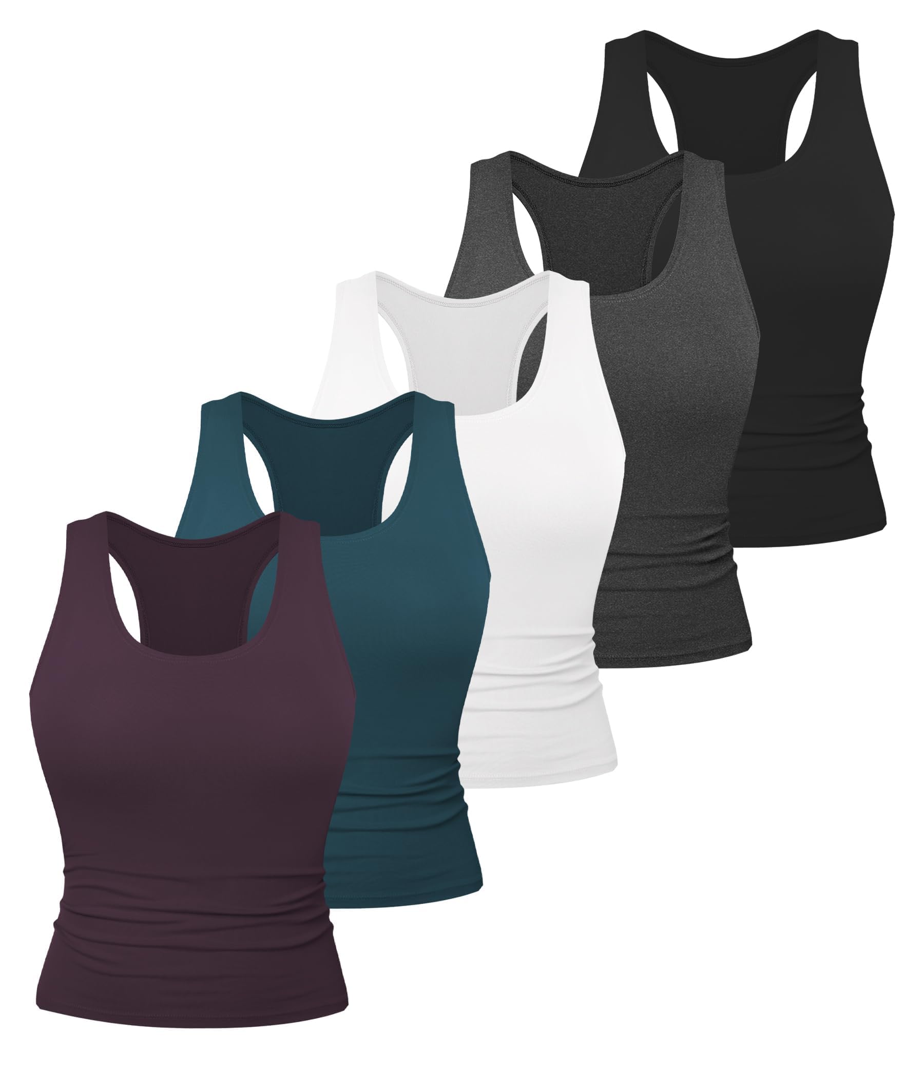 5-Pack Women's Racerback Workout Crop Tank Tops