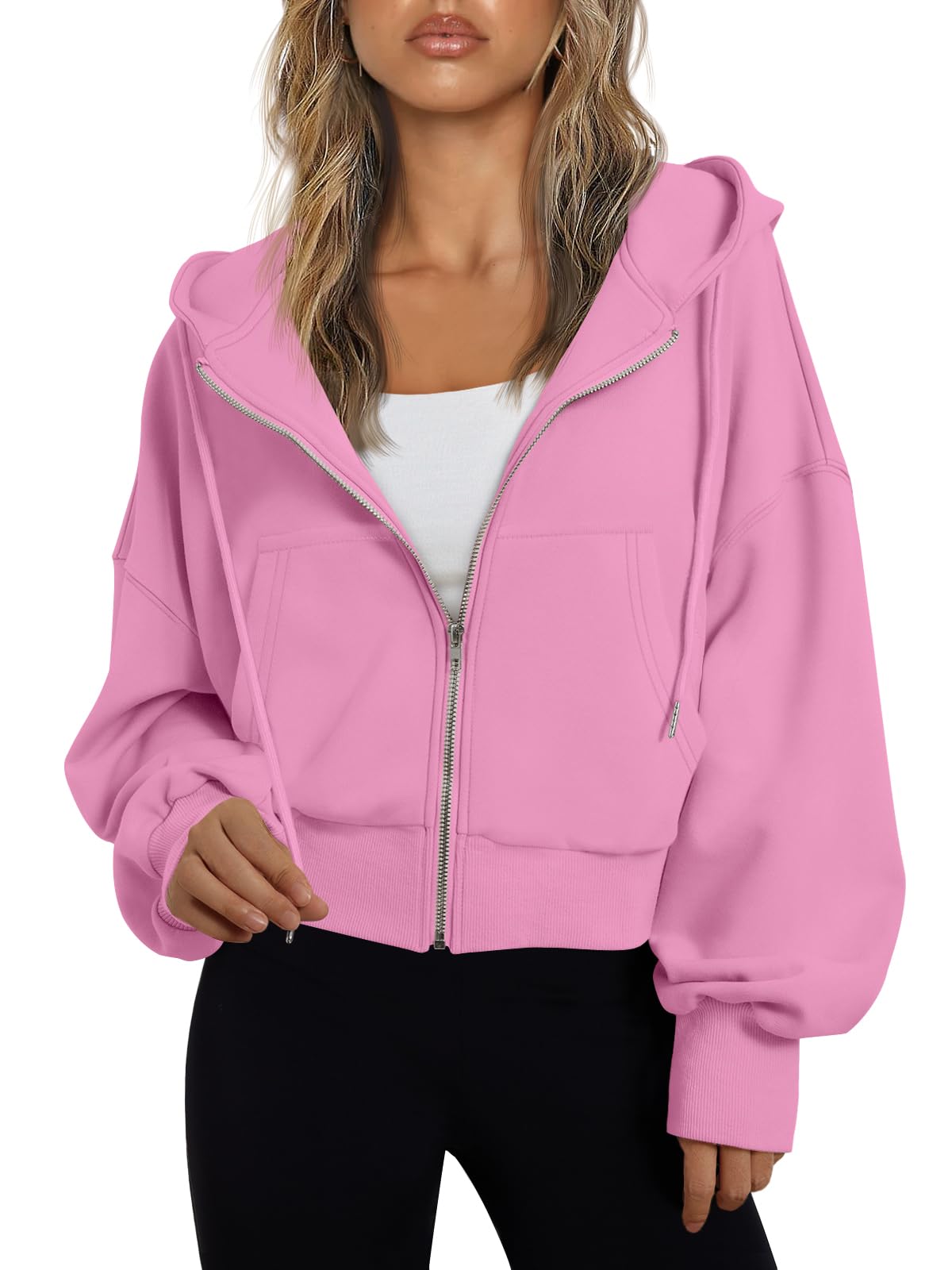 Women's Cropped Zip Up Lightweight Hoodie Athletic Jacket
