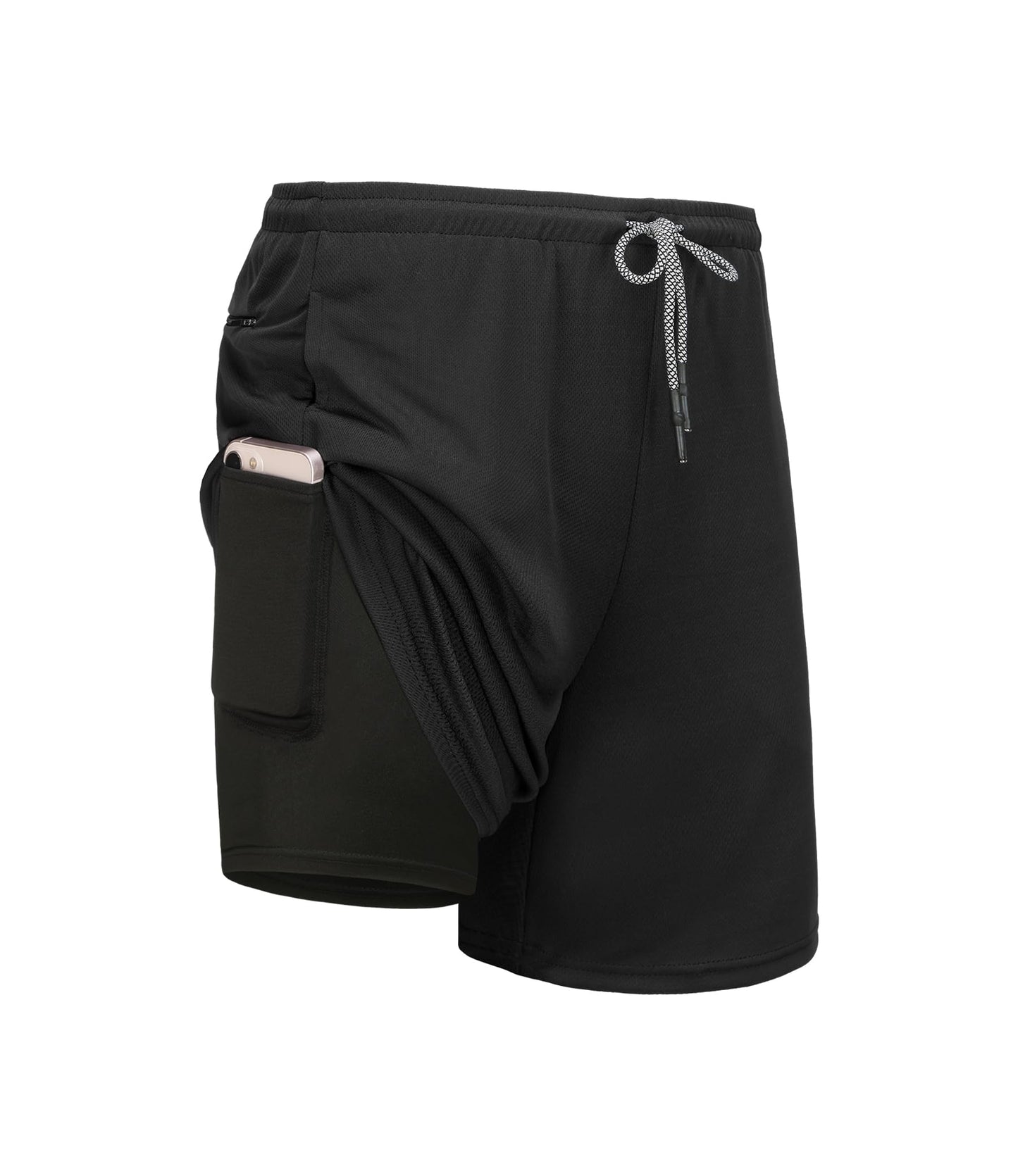 2-in-1 Lined Running Workout Shorts with Pockets