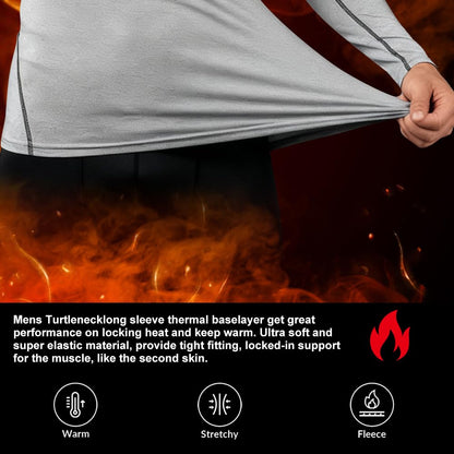 Men's 3-Pack Fleece Thermal Compression Shirts Long Sleeve