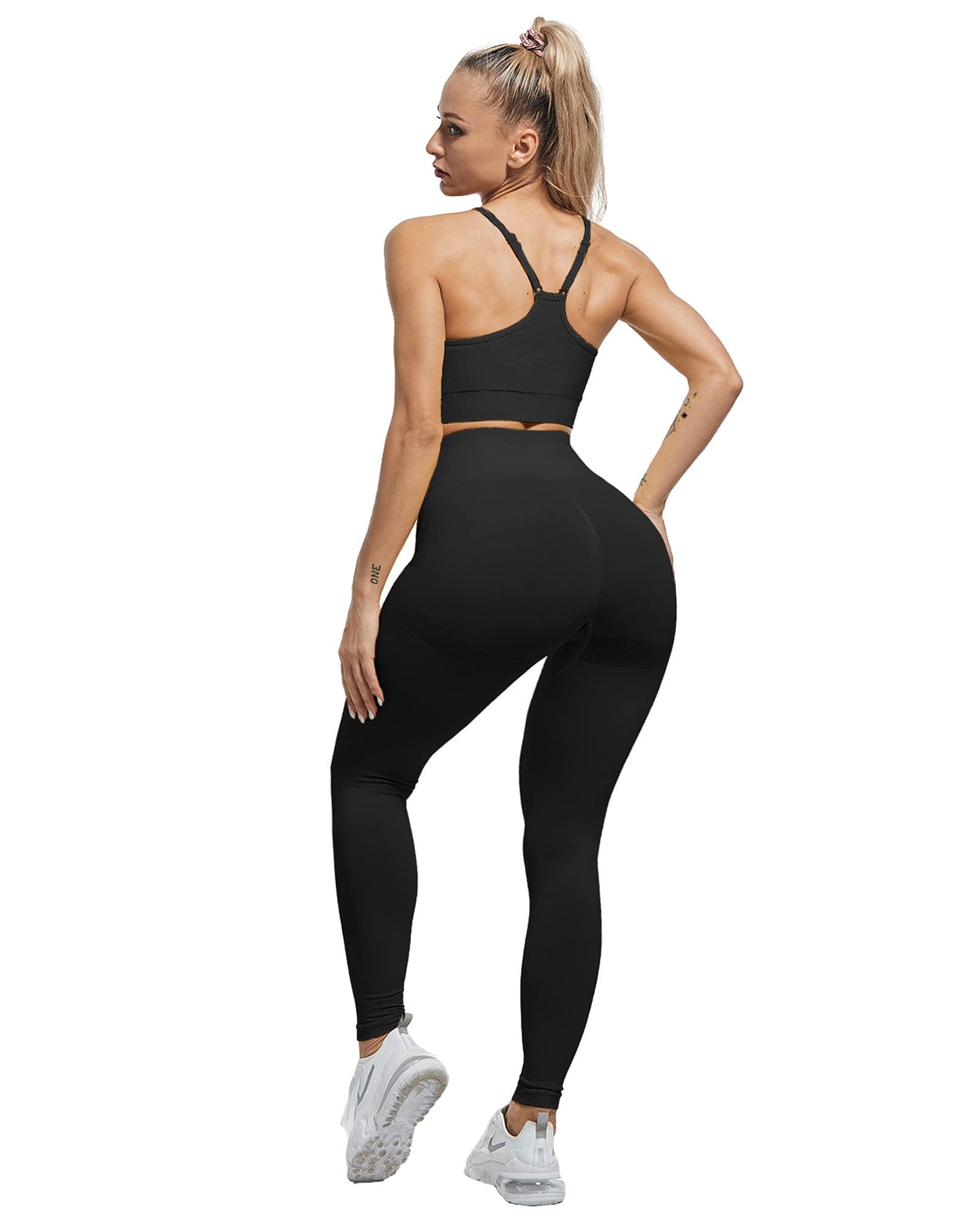 Women's Seamless Workout Leggings Set Butt Lifting 3-Piece