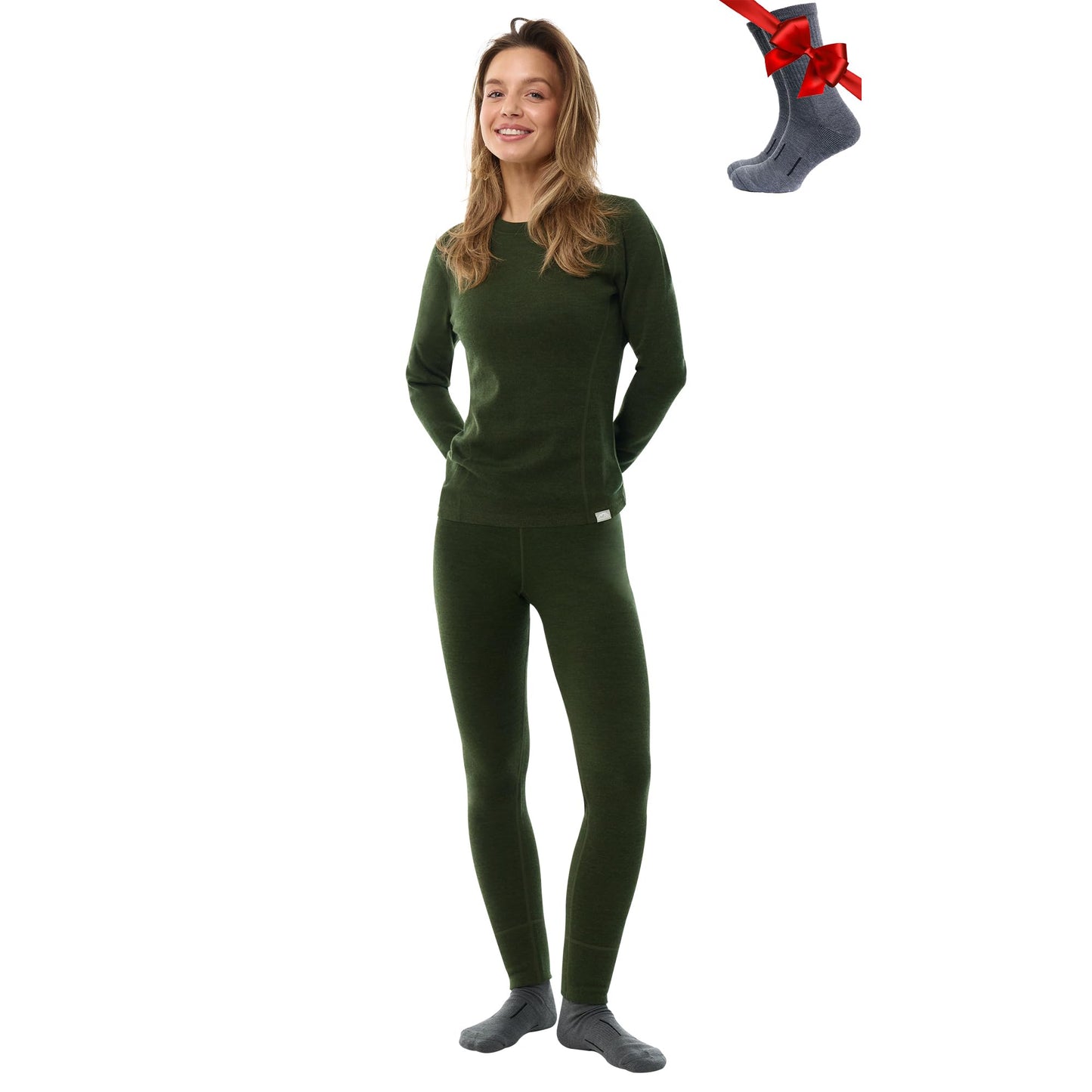 Women's Merino Wool Base Layer Thermal Set Top and Bottom