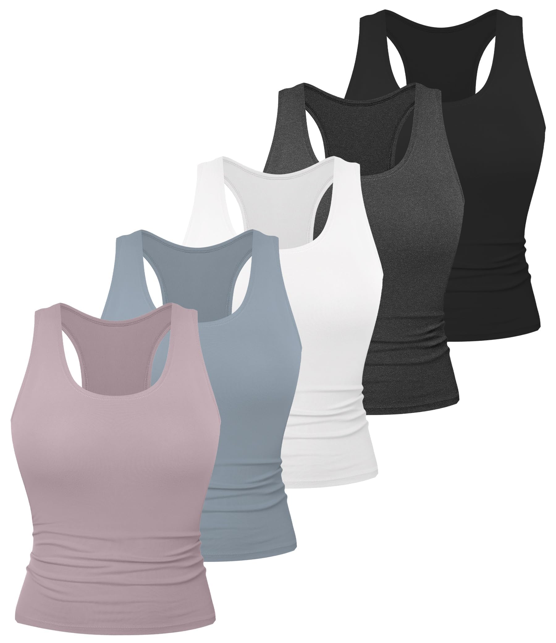 5-Pack Women's Racerback Workout Crop Tank Tops