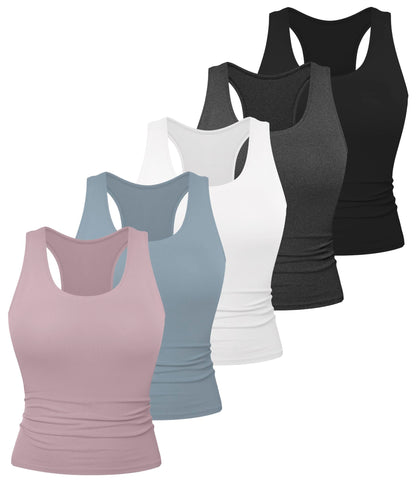 5-Pack Women's Racerback Workout Crop Tank Tops