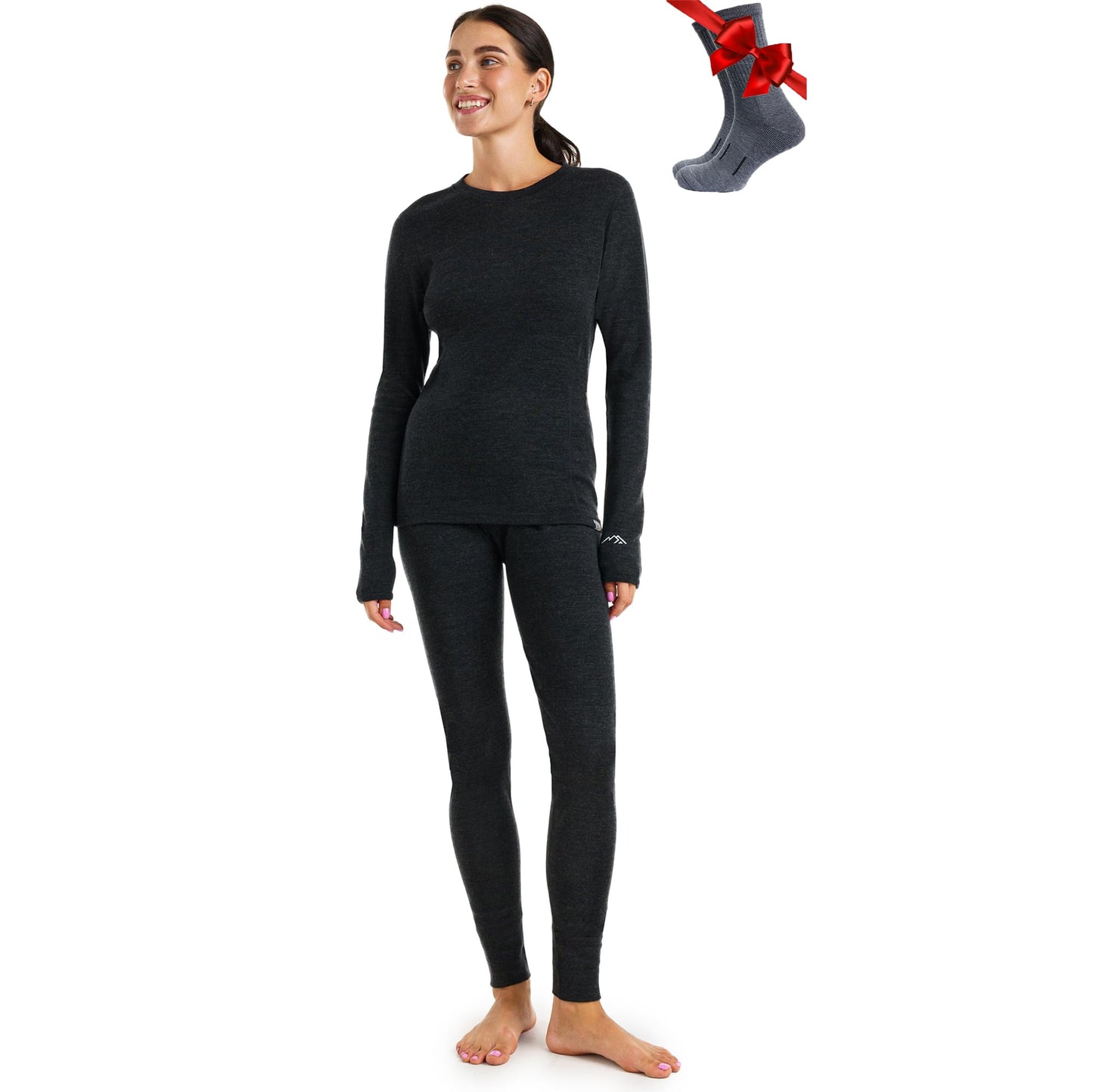 Women's Merino Wool Base Layer Thermal Set Top and Bottom