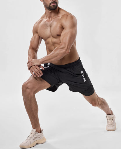 2-in-1 Running Shorts with Liner Zipper Pockets