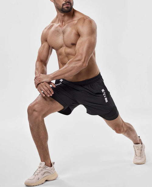 2-in-1 Running Shorts with Liner Zipper Pockets