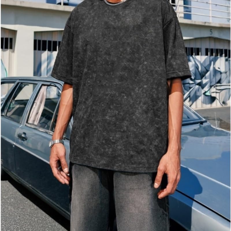 Washed Loose Fit Short Sleeve Street T-Shirt Men