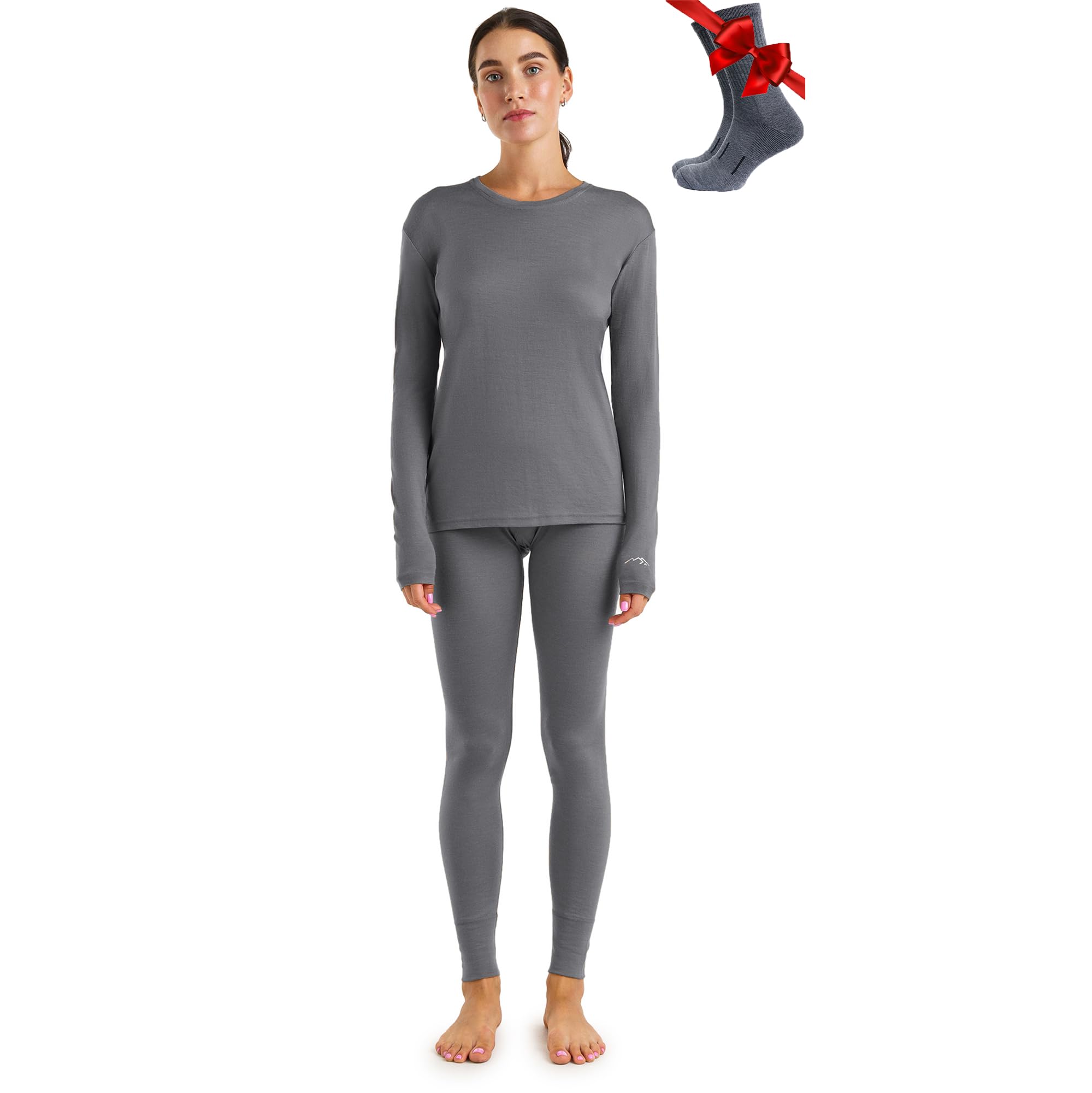 Women's Merino Wool Base Layer Thermal Set Top and Bottom