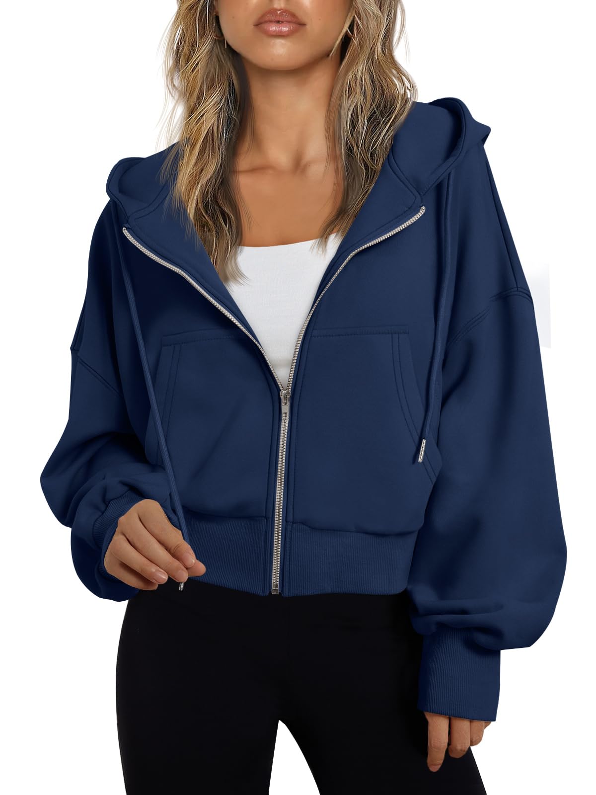 Women's Cropped Zip Up Lightweight Hoodie Athletic Jacket