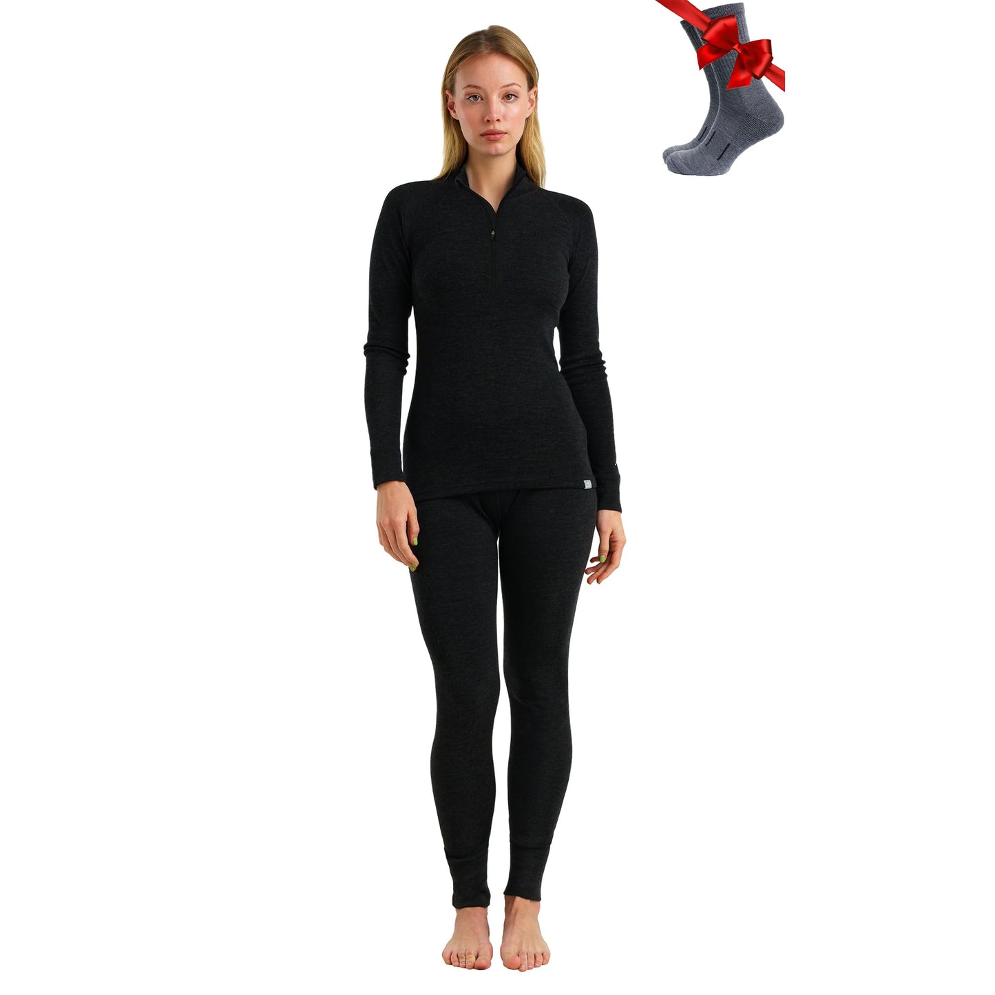 Women's Merino Wool Base Layer Thermal Set Top and Bottom