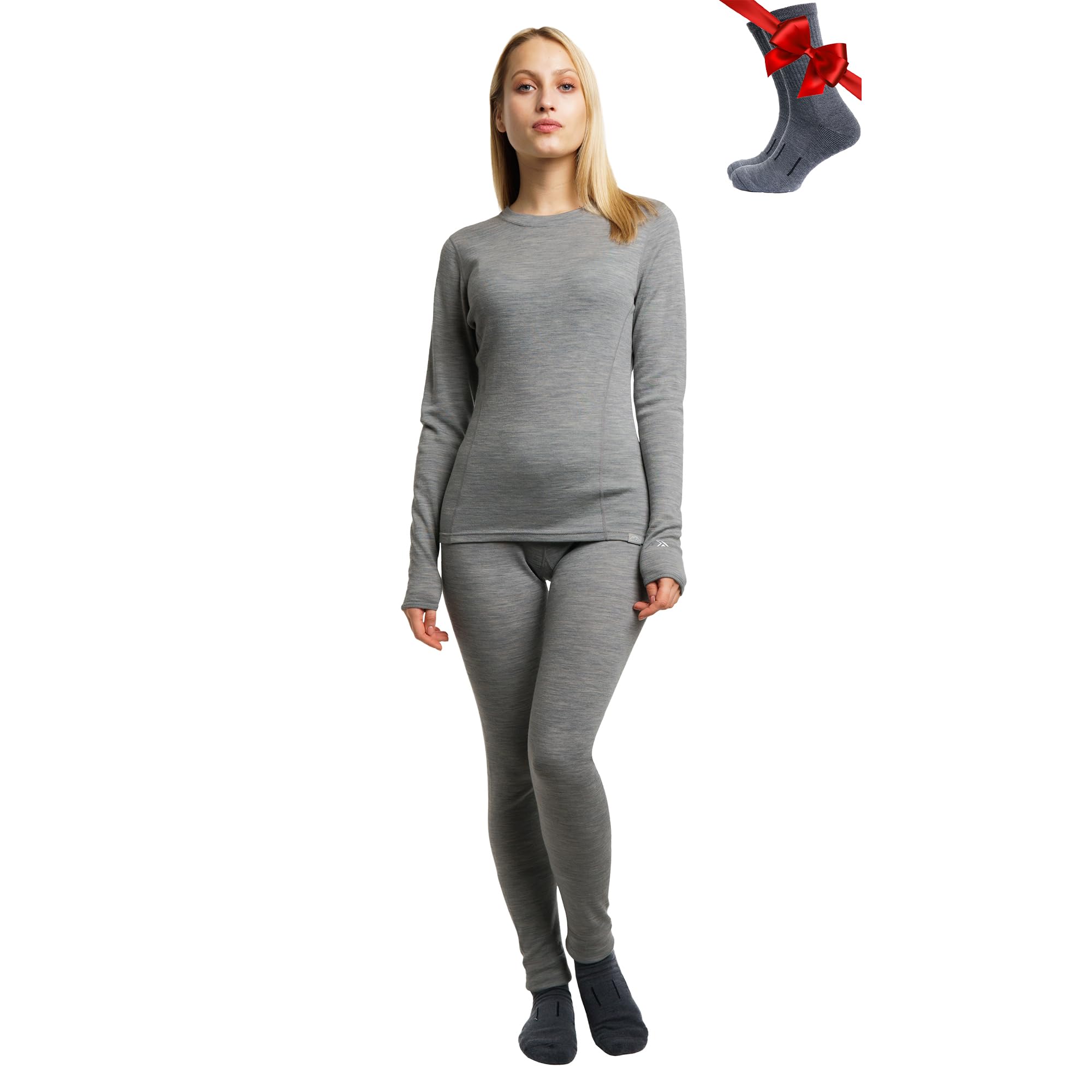 Women's Merino Wool Base Layer Thermal Set Top and Bottom