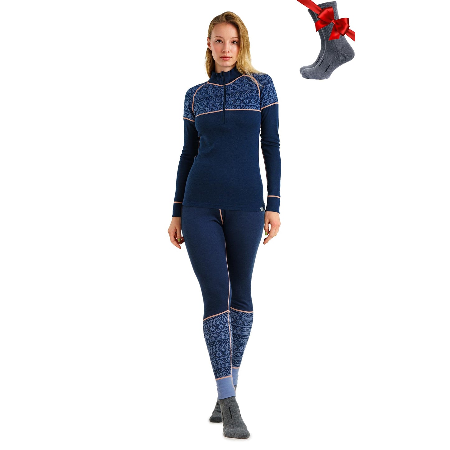 Women's Merino Wool Base Layer Thermal Set Top and Bottom