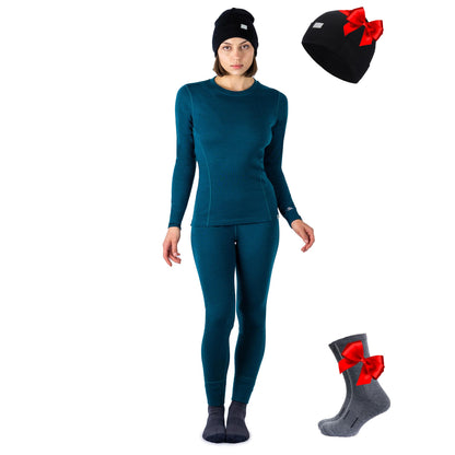 Women's Merino Wool Base Layer Thermal Set Top and Bottom