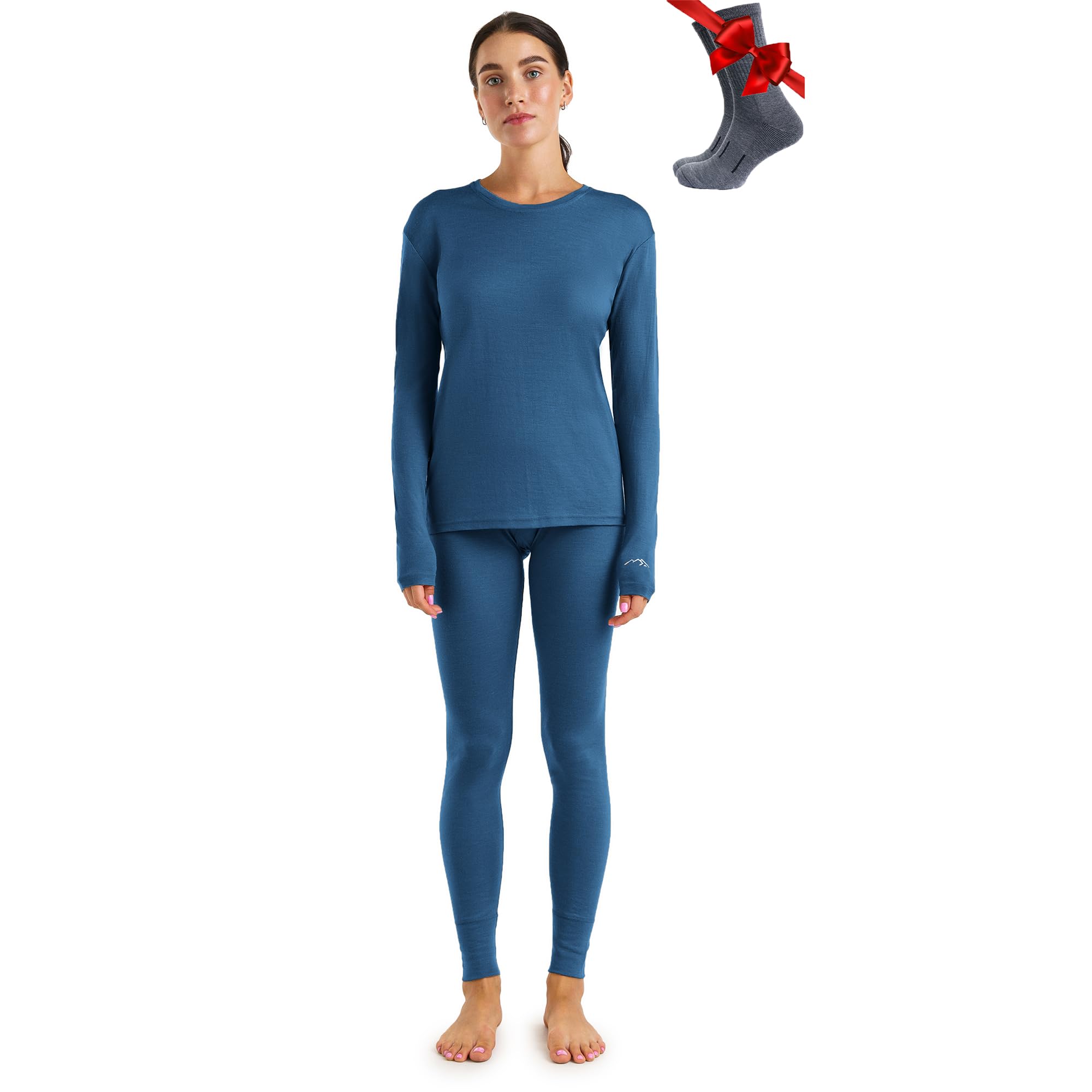 Women's Merino Wool Base Layer Thermal Set Top and Bottom
