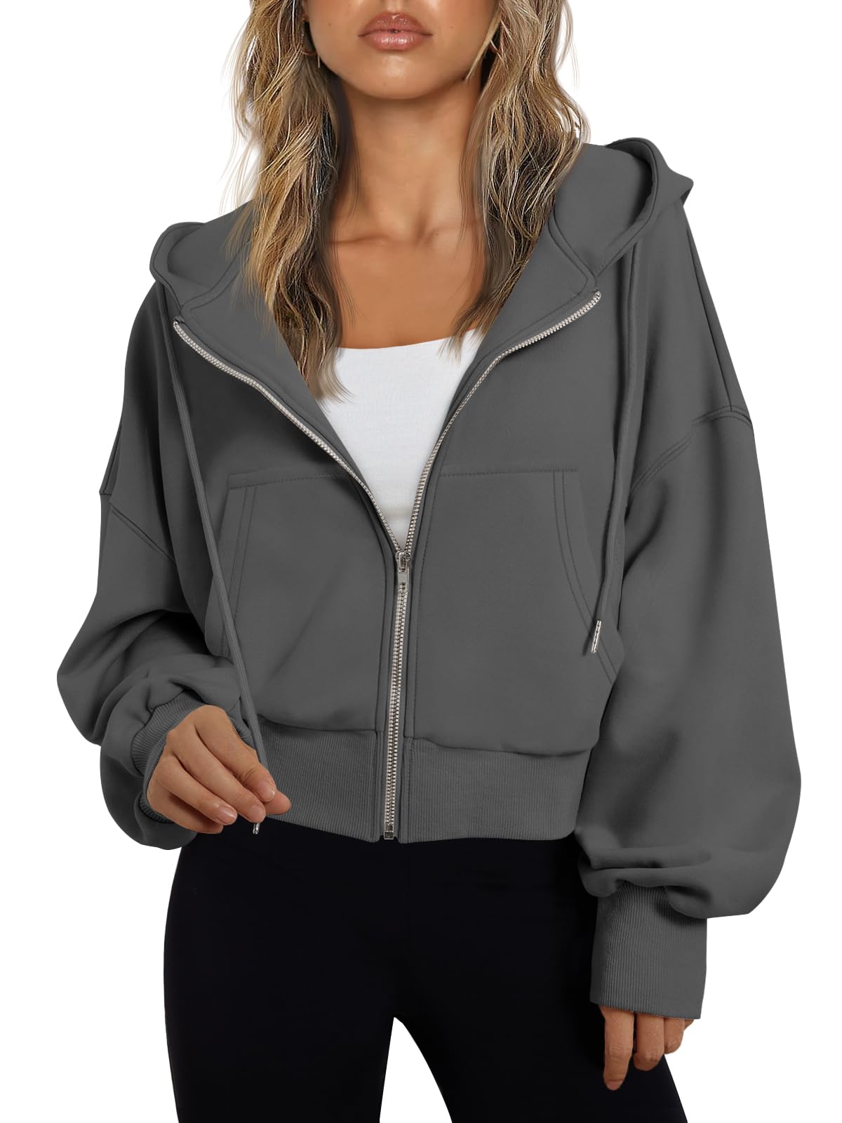 Women's Cropped Zip Up Lightweight Hoodie Athletic Jacket