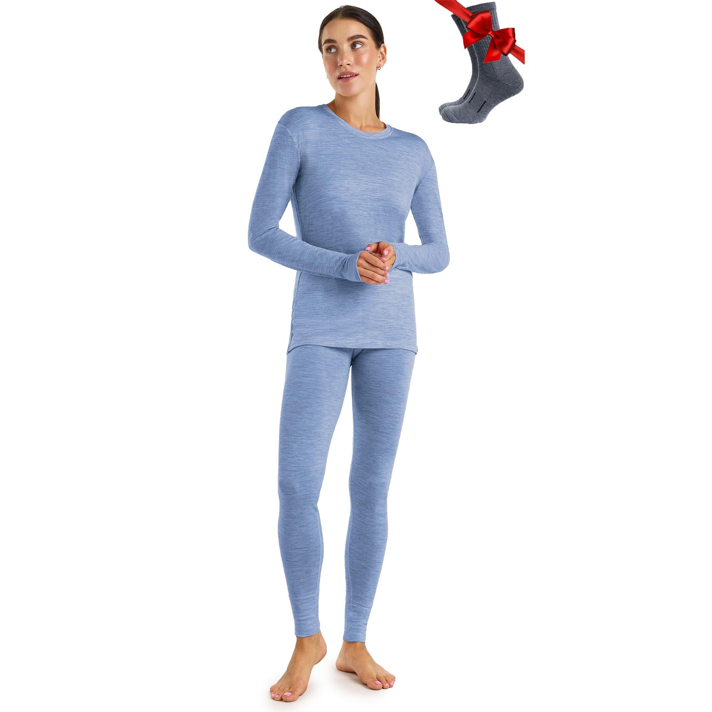 Women's Merino Wool Base Layer Thermal Set Top and Bottom