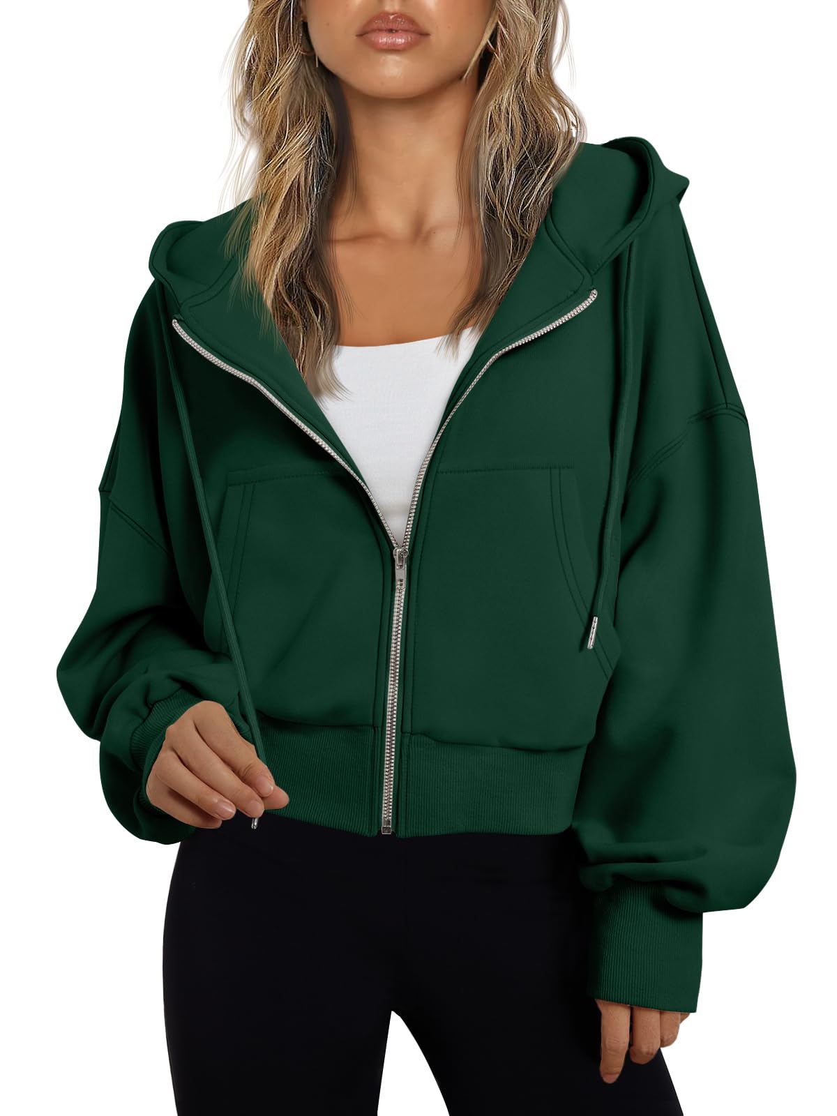 Women's Cropped Zip Up Lightweight Hoodie Athletic Jacket