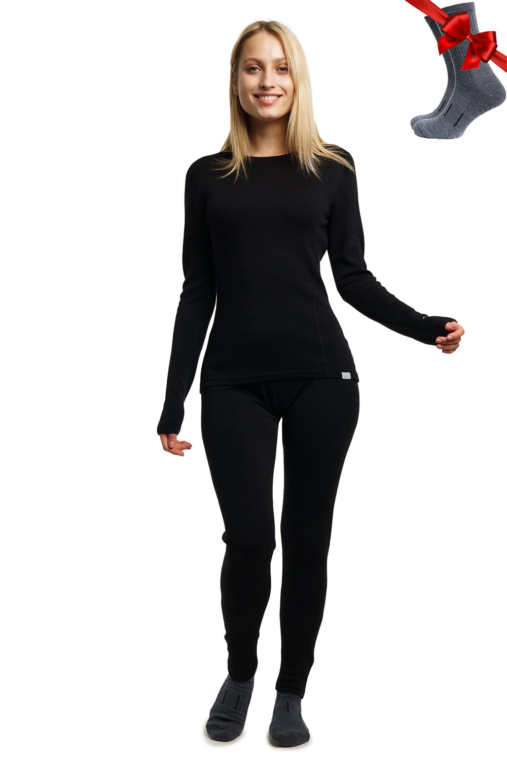 Women's Merino Wool Base Layer Thermal Set Top and Bottom