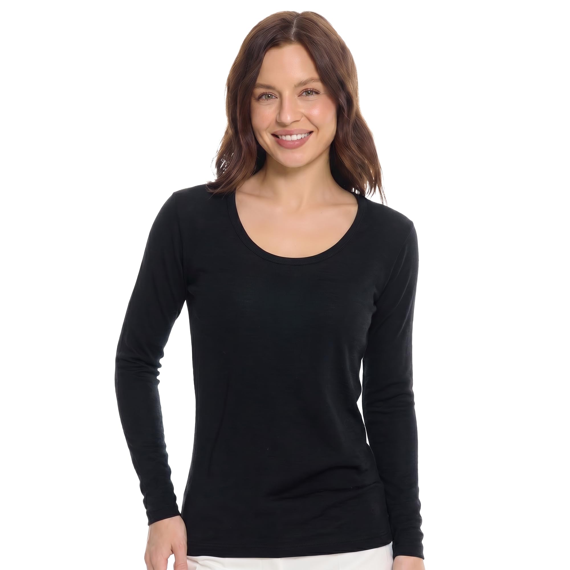 Women's Merino Wool Base Layer Long Sleeve Thermal Hiking Shirt