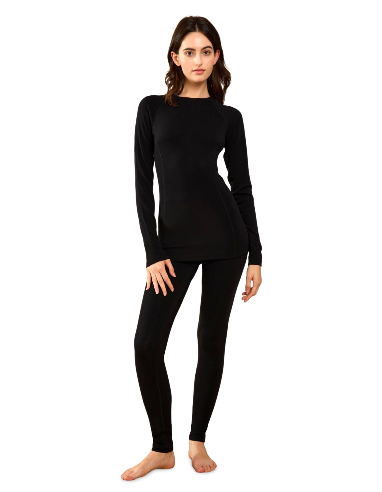 Women's Merino Wool Thermal Base Layer Set Top and Bottom