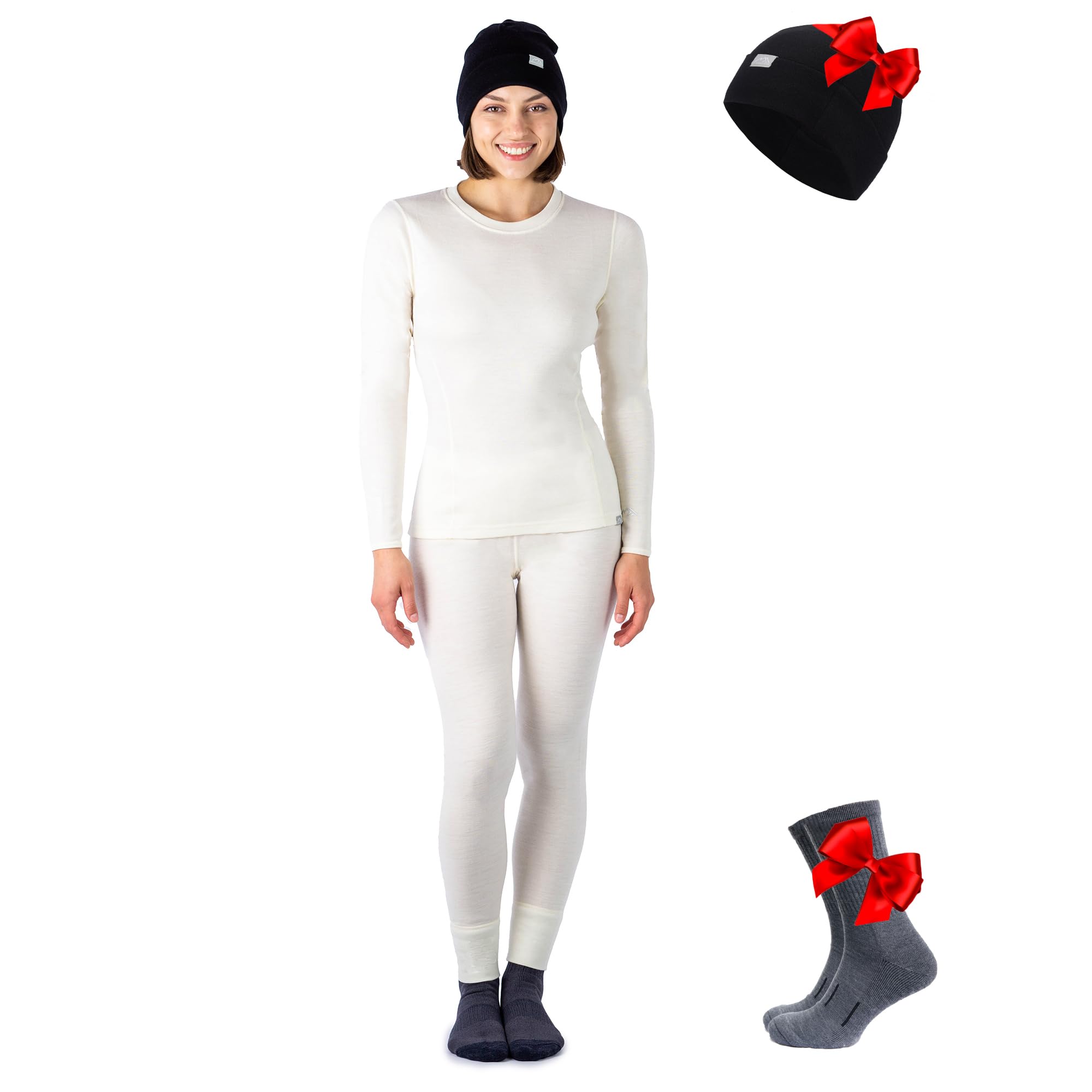 Women's Merino Wool Base Layer Thermal Set Top and Bottom