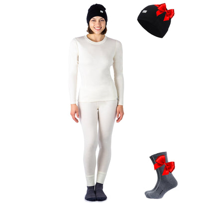 Women's Merino Wool Base Layer Thermal Set Top and Bottom