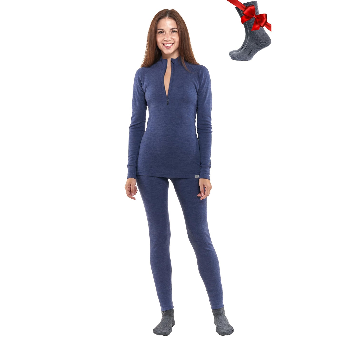 Women's Merino Wool Base Layer Thermal Set Top and Bottom