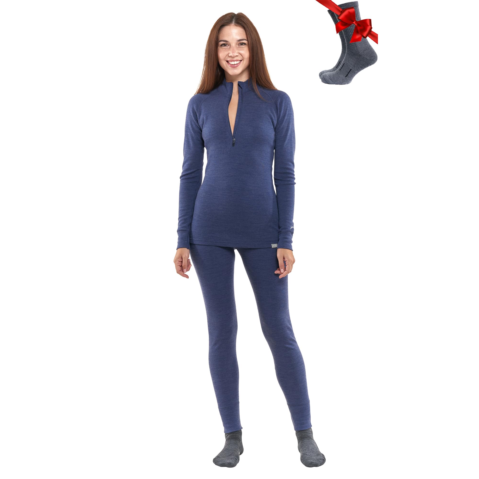 Women's Merino Wool Base Layer Thermal Set Top and Bottom