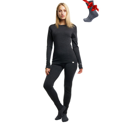 Women's Merino Wool Base Layer Thermal Set Top and Bottom